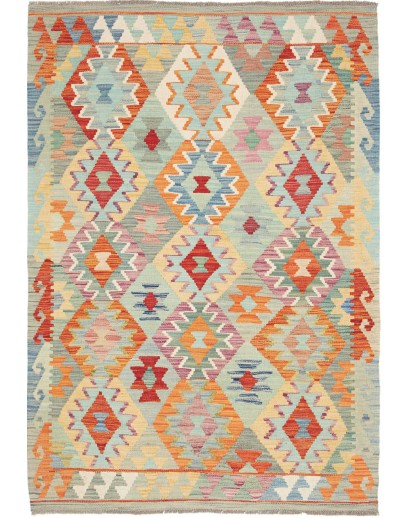 Tappeto Kilim Afghanistan marrone rosso 123x179