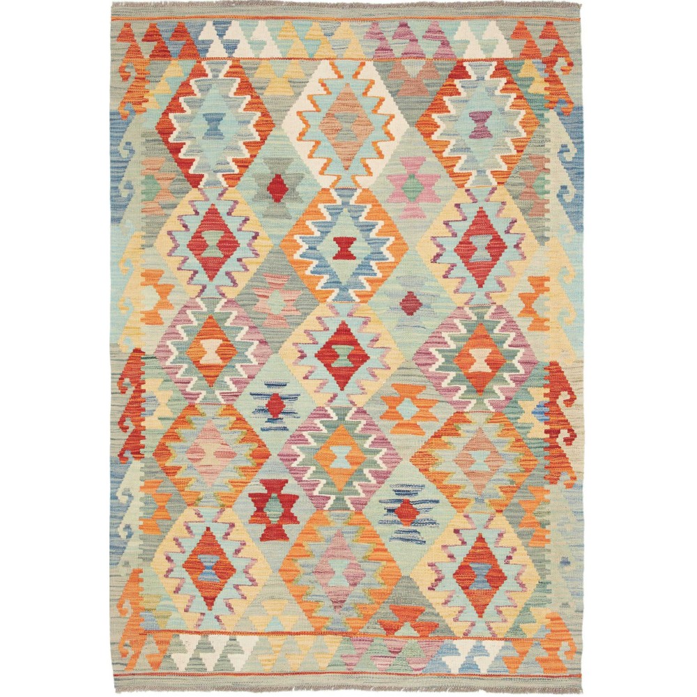 Tappeto Kilim Afghanistan marrone rosso 123x179