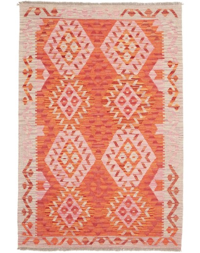 Tappeto Kilim Afghanistan arancione bianco 107x158