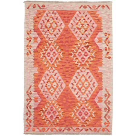 Tappeto Kilim Afghanistan arancione bianco 107x158
