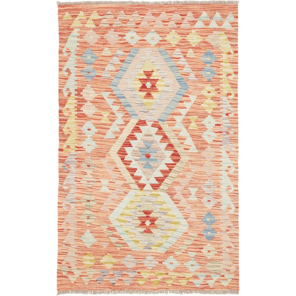 Tappeto Kilim Afghanistan giallo marrone 89x147