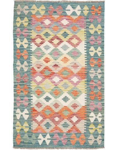 Tappeto Kilim Afghanistan azzurro bianco 94x156
