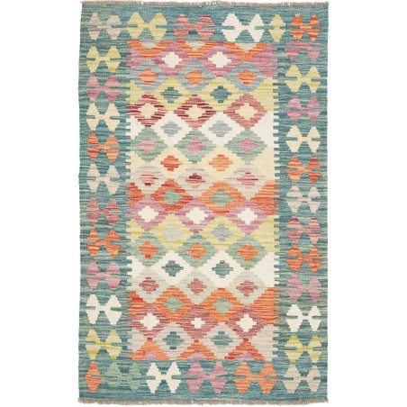 Tappeto Kilim Afghanistan azzurro bianco 94x156
