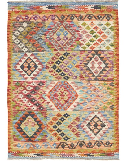 Tappeto Kilim Afghanistan marrone bianco 101x140