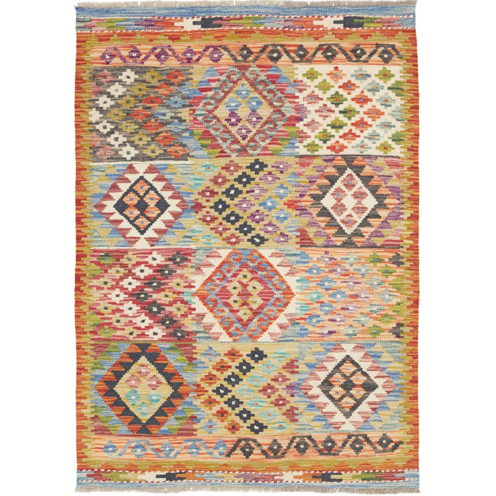 Tappeto Kilim Afghanistan marrone bianco 101x140