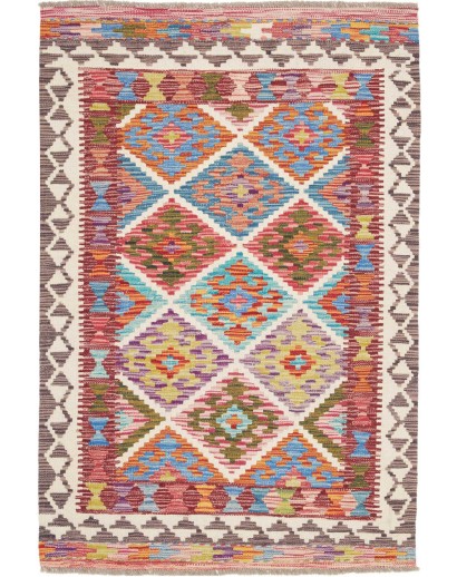 Tappeto Kilim Afghanistan marrone bianco 100x148