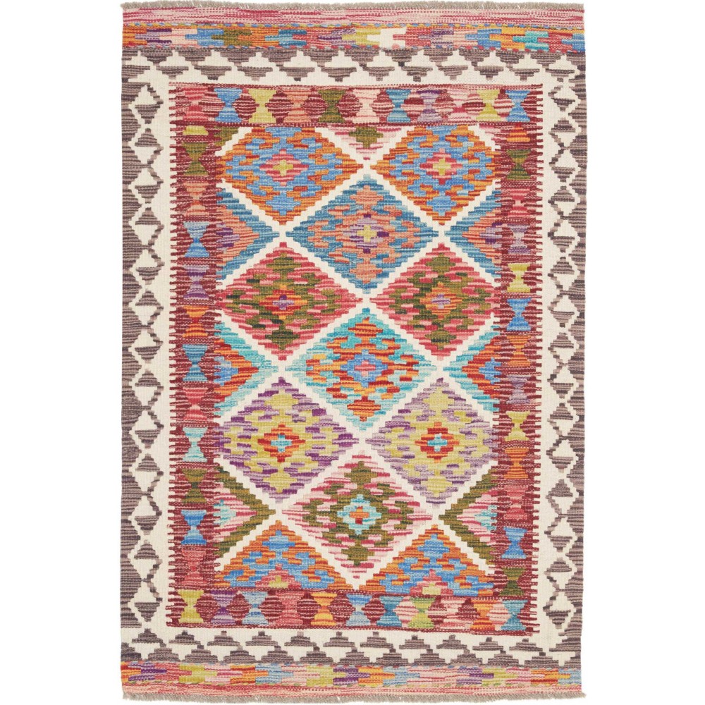 Tappeto Kilim Afghanistan marrone bianco 100x148