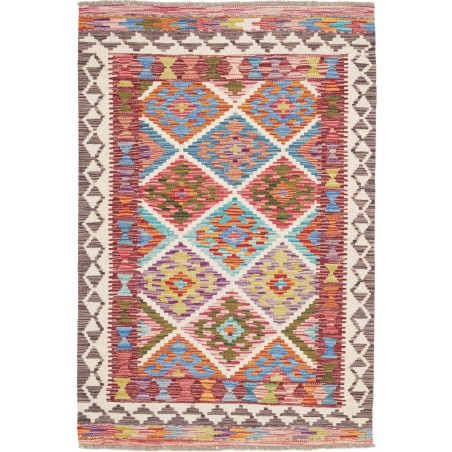 Tappeto Kilim Afghanistan marrone bianco 100x148