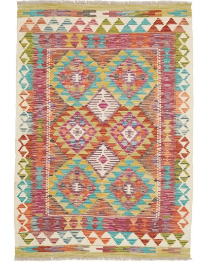 Tappeto Kilim Afghanistan marrone bianco 103x146