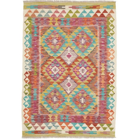 Tappeto Kilim Afghanistan marrone bianco 103x146