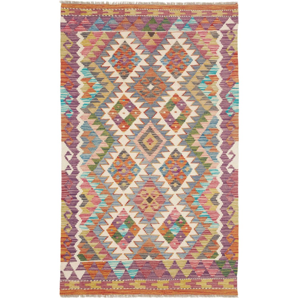 Tappeto Kilim Afghanistan marrone azzurro 101x161