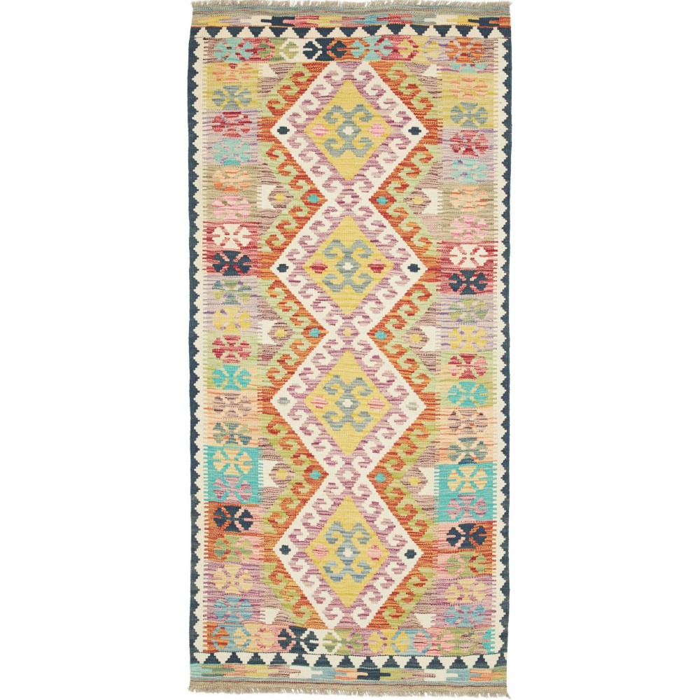 Tappeto Kilim Afghanistan marrone azzurro 92x200