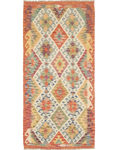 Tappeto Kilim Afghanistan marrone giallo 95x196