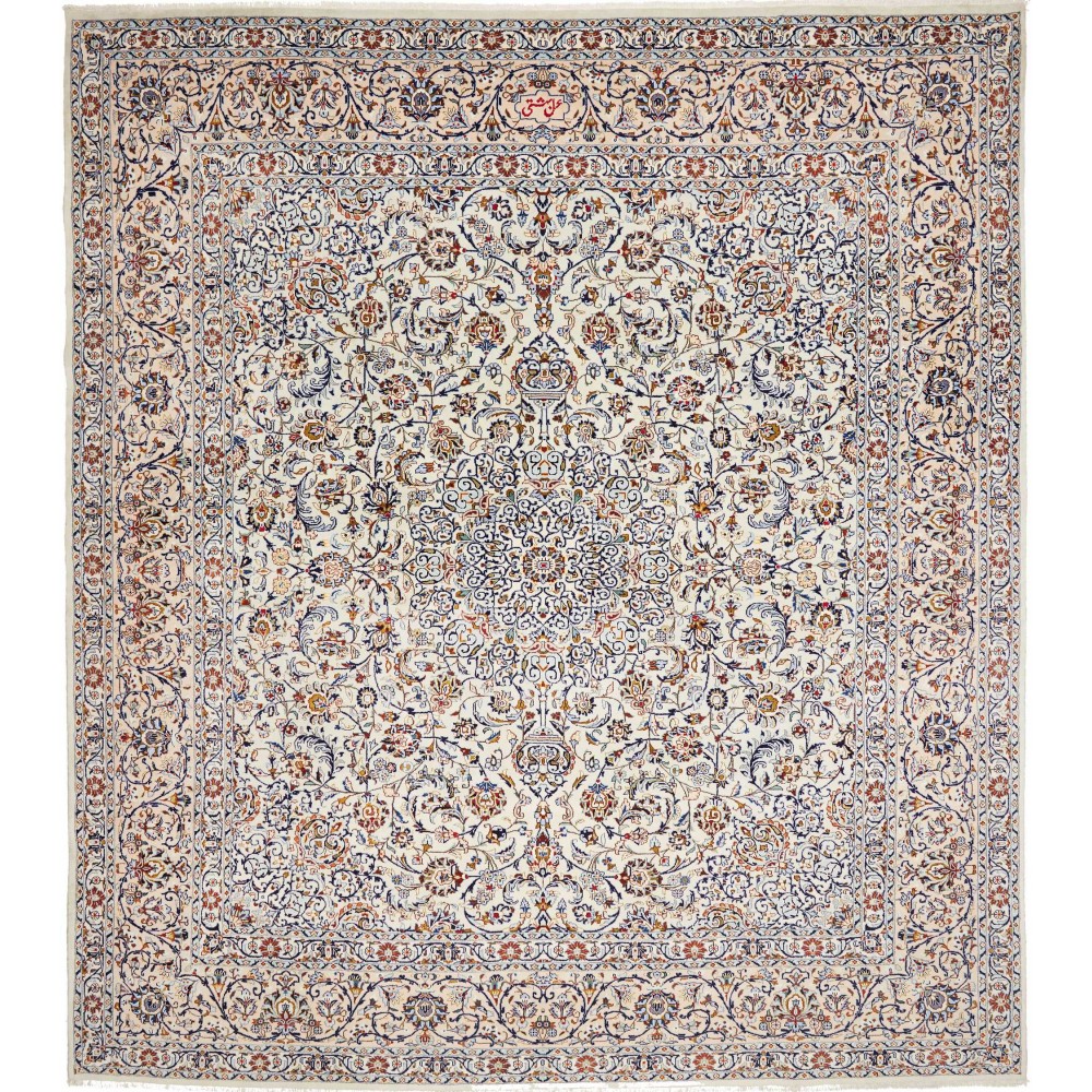 Tappeto Kashan Persia bianco grigio 352x390