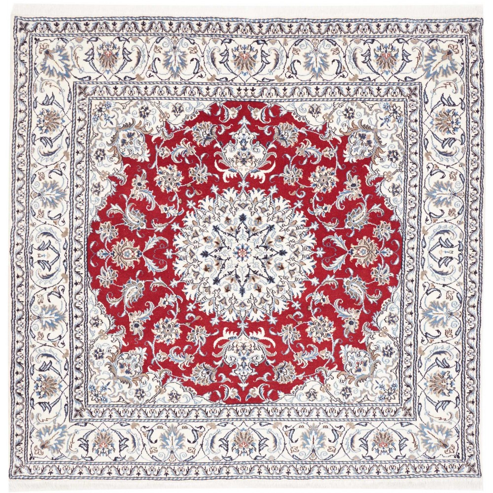 Tappeto Nain Kashmar Persia bianco grigio 196x193