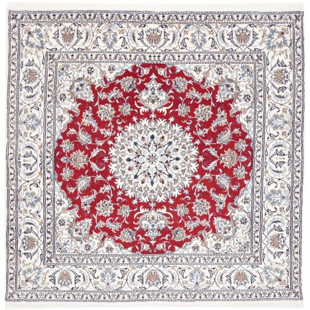 Tappeto Nain Kashmar Persia bianco grigio 196x193
