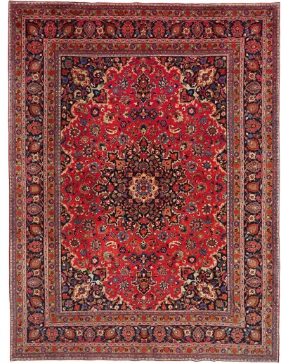 Tappeto Mashad Persia marrone blu 297x395