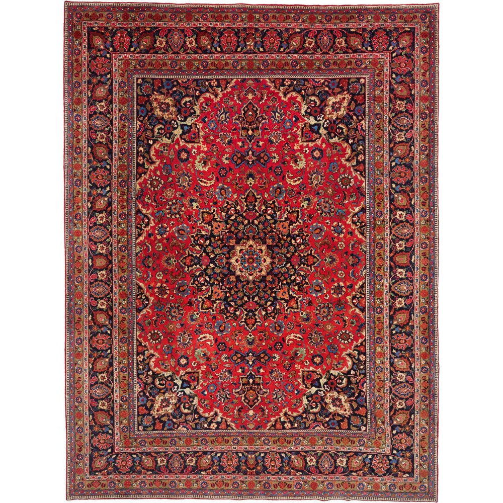 Tappeto Mashad Persia marrone blu 297x395