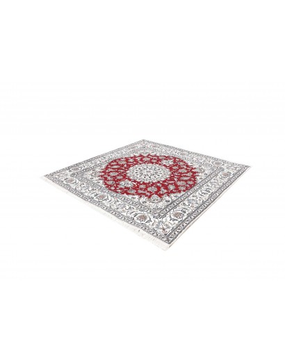 Tappeto Nain Kashmar Persia bianco grigio 196x193