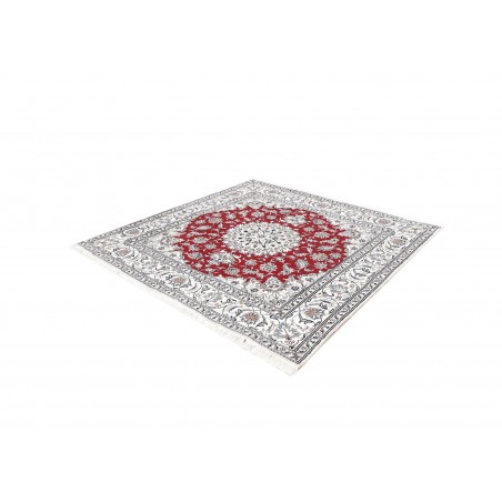 Tappeto Nain Kashmar Persia bianco grigio 196x193