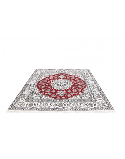 Tappeto Nain Kashmar Persia bianco grigio 196x193