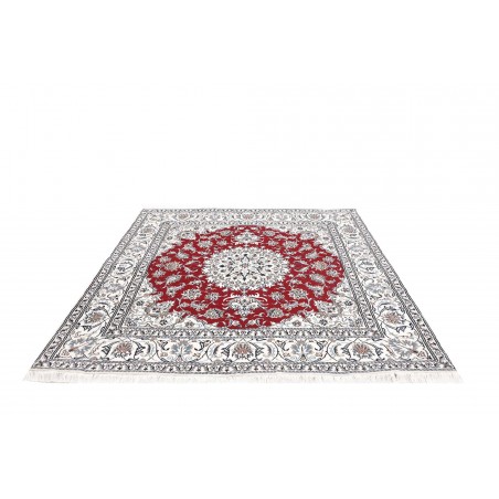 Tappeto Nain Kashmar Persia bianco grigio 196x193