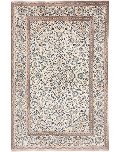 Tappeto Kashan Persia bianco azzurro 200x304