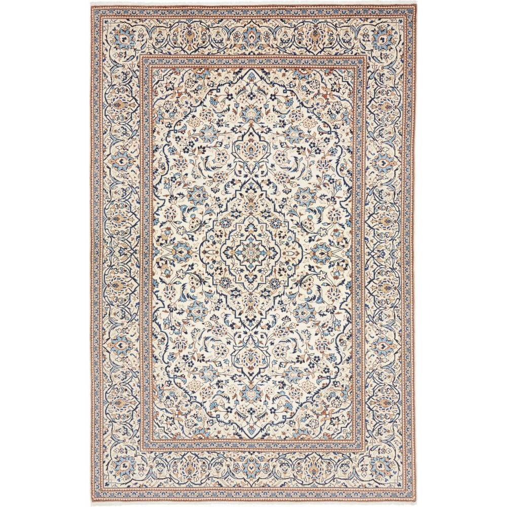 Tappeto Kashan Persia bianco azzurro 200x304