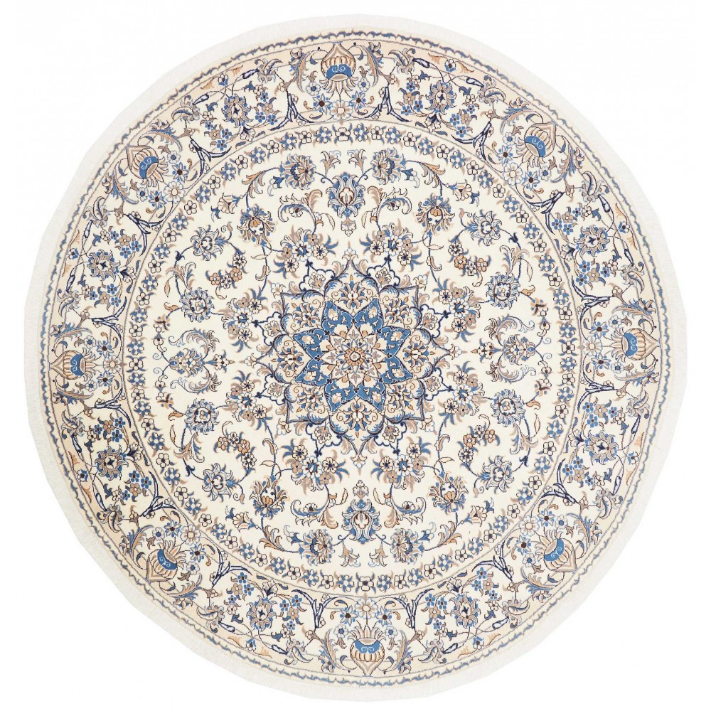 Tappeto Nain Kashmar Persia bianco azzurro 242x251