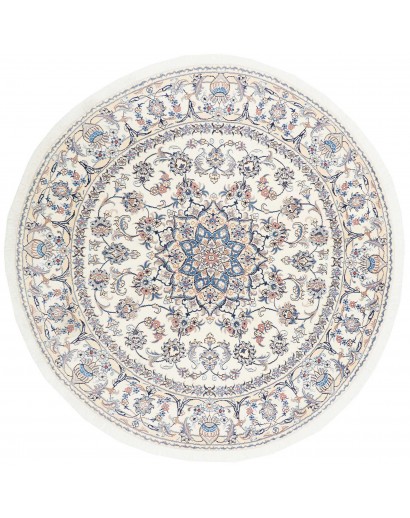 Tappeto Nain Kashmar Persia bianco azzurro 202x198