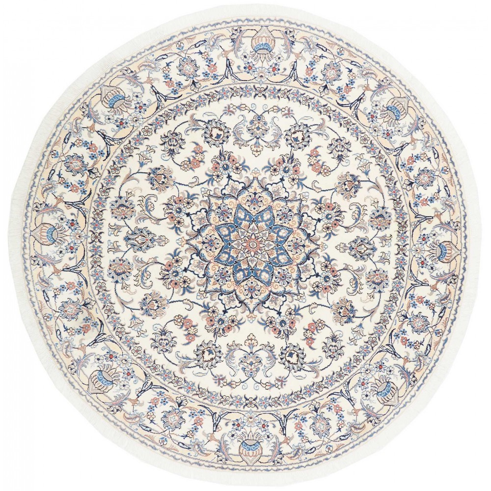 Tappeto Nain Kashmar Persia bianco azzurro 202x198