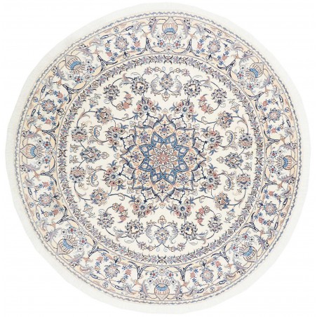 Tappeto Nain Kashmar Persia bianco azzurro 202x198