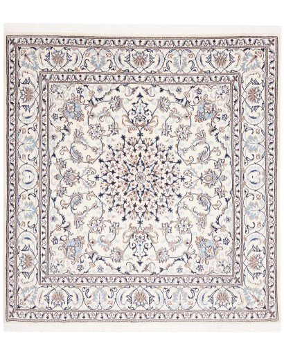 Tappeto Nain Kashmar Persia bianco grigio 195x205