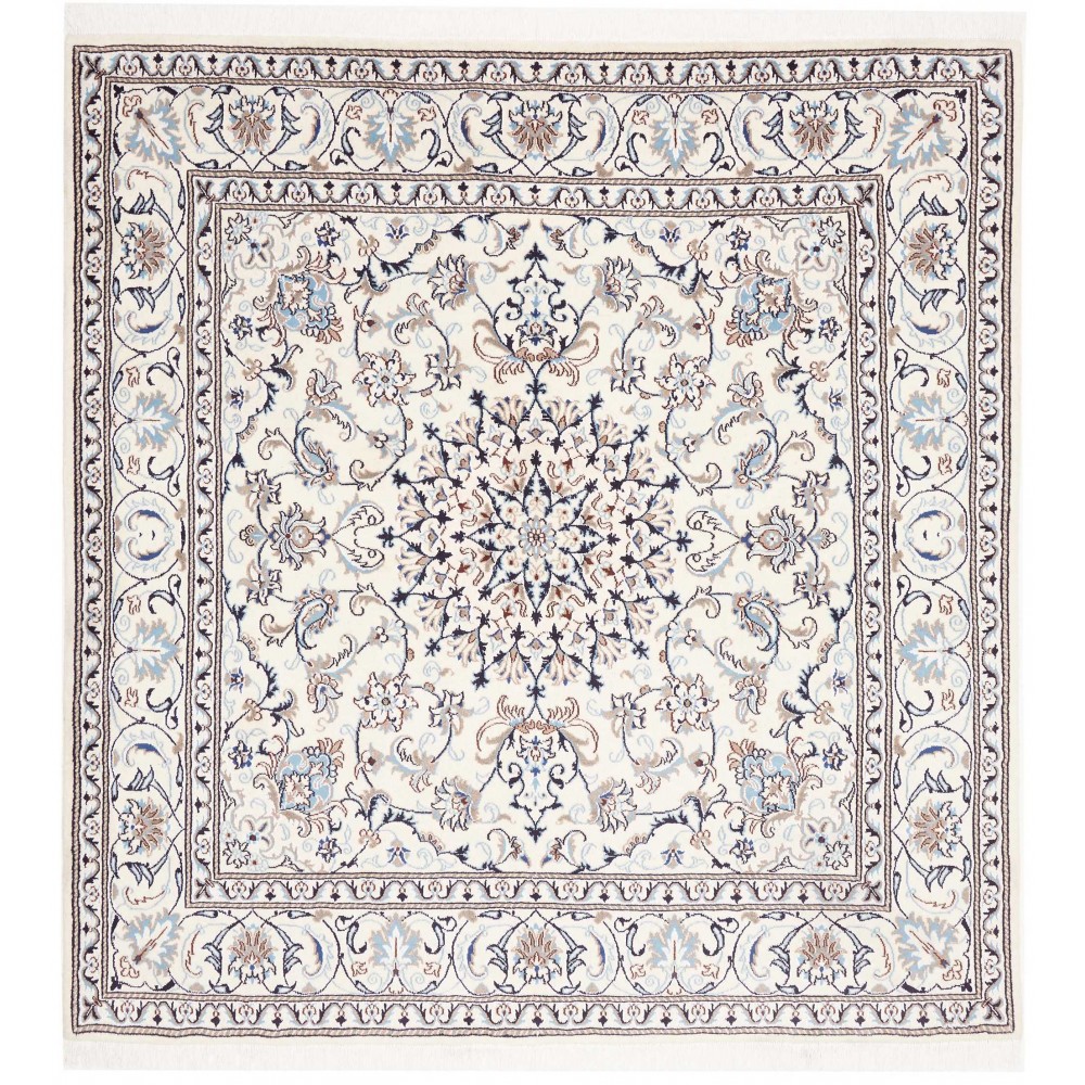 Tappeto Nain Kashmar Persia bianco grigio 195x205