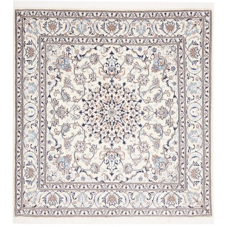 Tappeto Nain Kashmar Persia bianco grigio 195x205