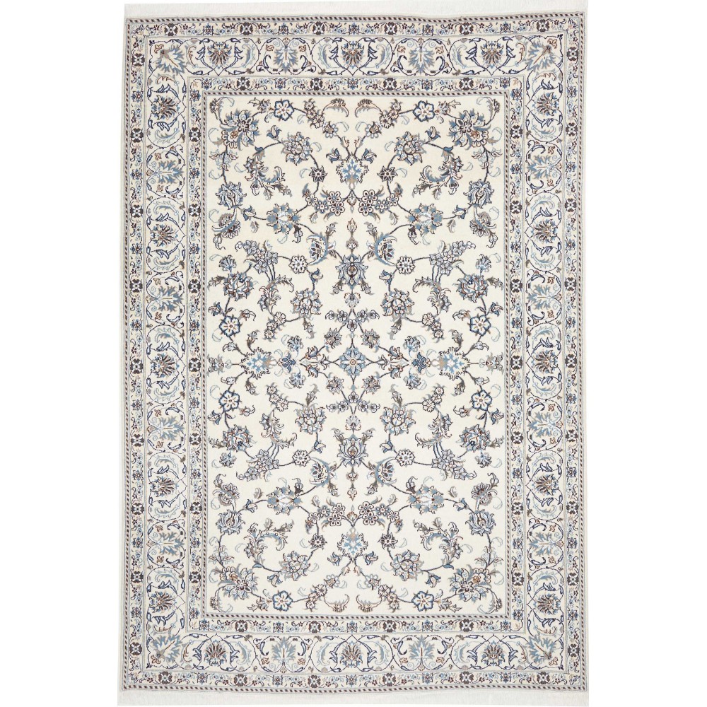 Tappeto Nain Kashmar Persia bianco grigio 200x295