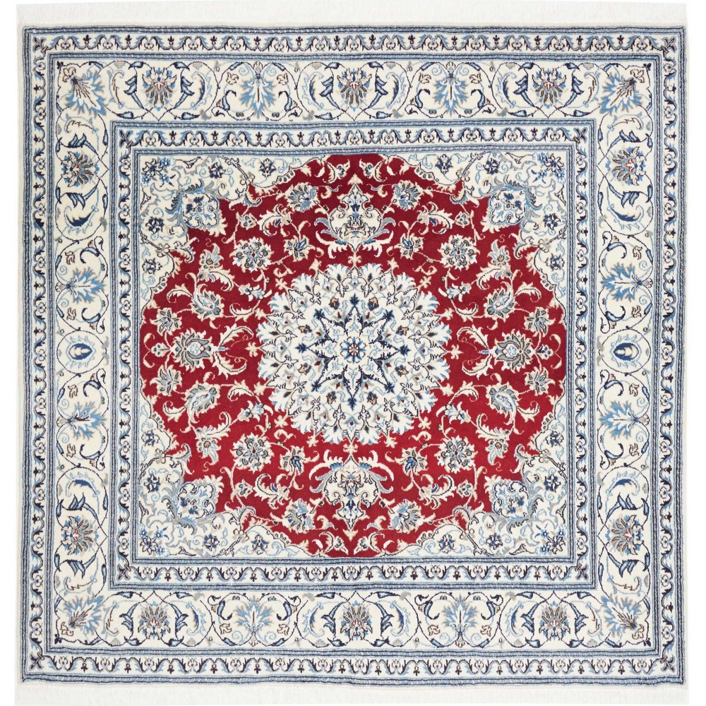 Tappeto Nain Kashmar Persia bianco marrone 194x192