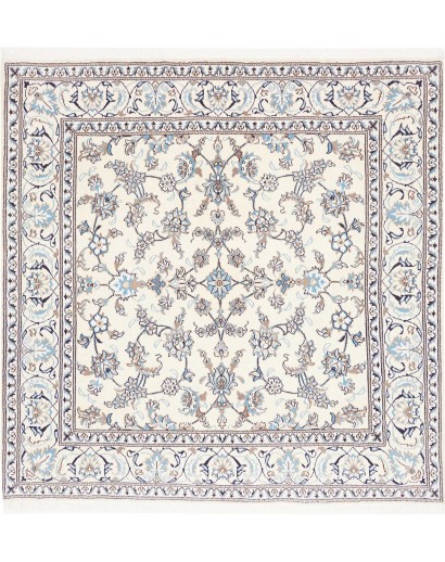 Tappeto Nain Kashmar Persia bianco azzurro 195x195