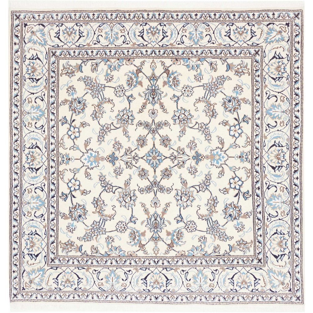 Tappeto Nain Kashmar Persia bianco azzurro 195x195