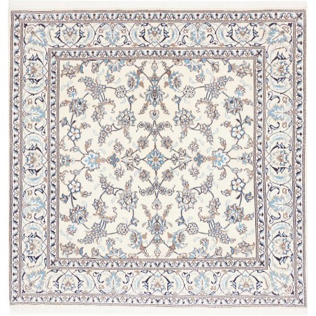 Tappeto Nain Kashmar Persia bianco azzurro 195x195