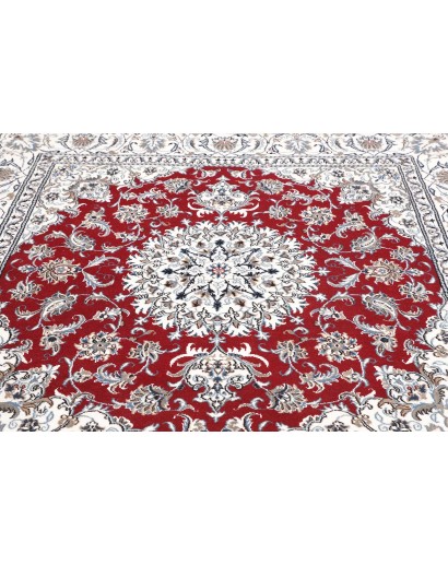 Tappeto Nain Kashmar Persia bianco grigio 196x193