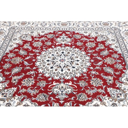 Tappeto Nain Kashmar Persia bianco grigio 196x193
