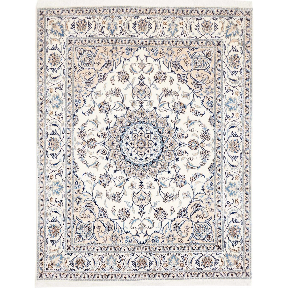 Tappeto Nain Kashmar Persia bianco grigio 195x249
