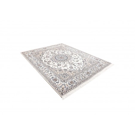 Tappeto Nain Kashmar Persia bianco grigio 195x249