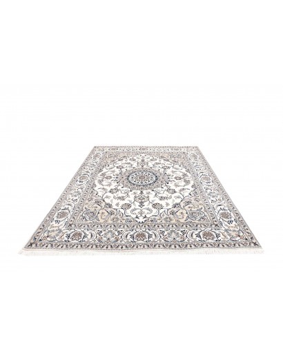 Tappeto Nain Kashmar Persia bianco grigio 195x249