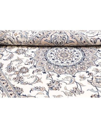 Tappeto Nain Kashmar Persia bianco grigio 195x249