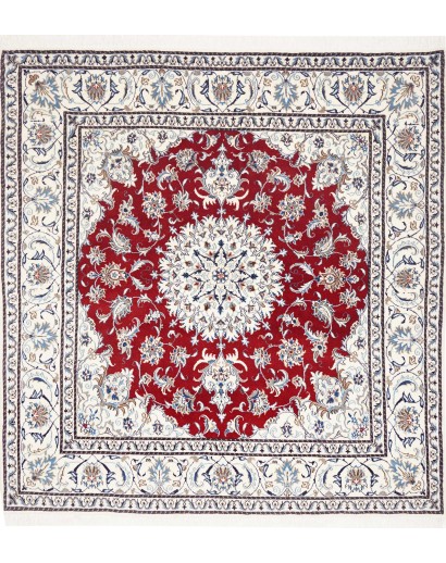 Tappeto Nain Kashmar Persia bianco marrone 197x208