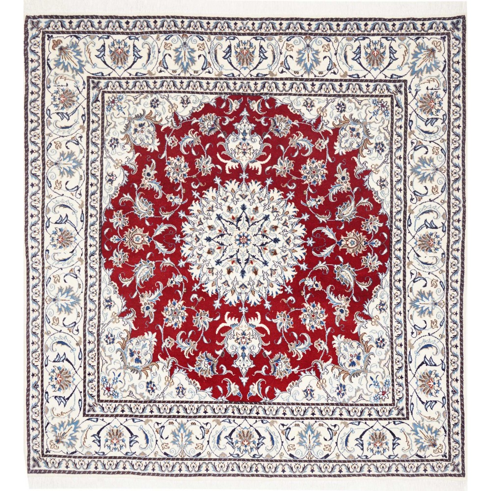 Tappeto Nain Kashmar Persia bianco marrone 197x208