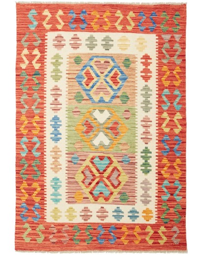Tappeto Kilim Afghanistan arancione marrone 100x142