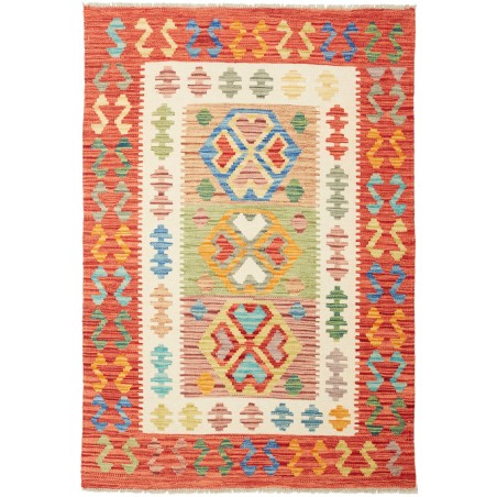Tappeto Kilim Afghanistan arancione marrone 100x142
